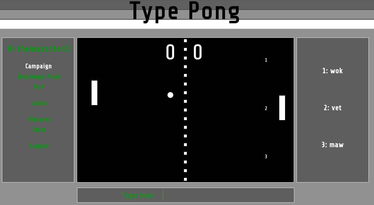 Type Pong Screenshot